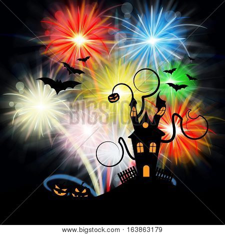 Haunted House And Fireworks Shows Halloween Celebration