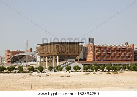 ABU DHABI - NOV 26 2016: View of the Masdar Institute of Science and Technology in Abu Dhabi United Arab Emirates