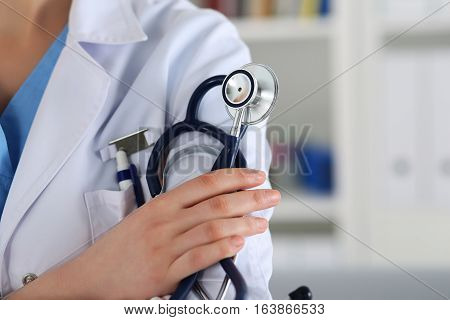 Closeup Of Female Medicine Therapeutist Doctor Hands