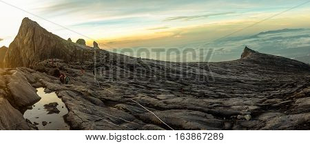 View from Low's Peak,4095 meters above sea level of mountain Kinabalu,Sabah,Borneo.Mount Kinabalu is the tallest mountain in Malaysia and the 20th tallest in the World.