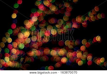 Bokeh lens effect of multi colored lights