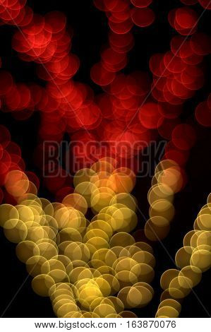 Bokeh lens effect of red and yellow lights