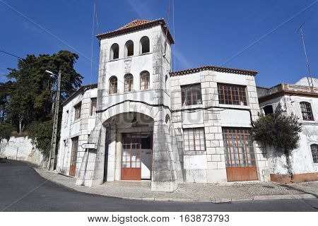 CAXIAS, PORTUGAL - October 26, 2016: Facade of the former Fire Station in Barcarena Portugal