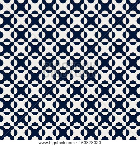 vector illustration navy blue dot in grid seamless pattern