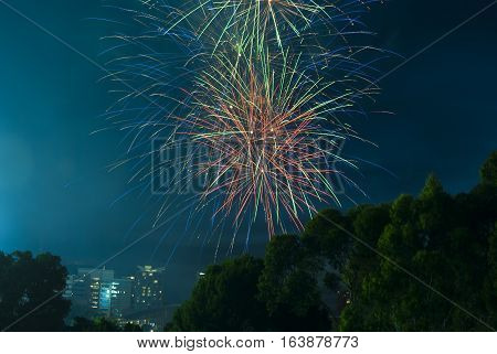 Fire Works On New Years Eve Over Adelaide Cbd, South Australia