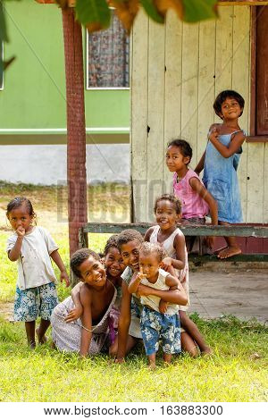 Lavena, Fiji - November 27: Unidentified Children Play In Lavena Village On November 27, 2013 On Tev