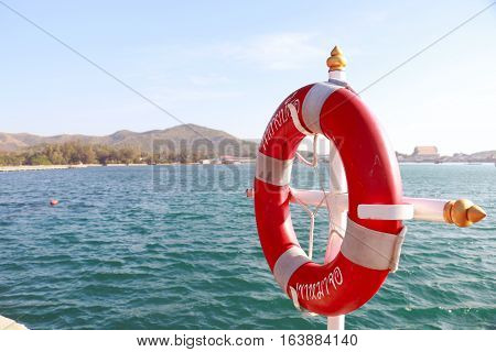 life ring on the sea background, lifebuoy