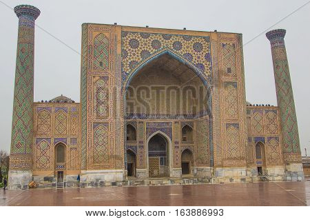 Ulugh Beg Madrasah on Registan square Samarkand Uzbekistan 2016