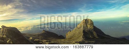 View from Low's Peak,4095 meters above sea level of mountain Kinabalu,Sabah,Borneo.Mount Kinabalu is the tallest mountain in Malaysia and the 20th tallest in the World.