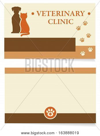 veterinary clinic business card with pet silhouettes