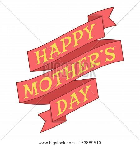 Happy Moters Day ribbon icon. Cartoon illustration of Happy Moters Day ribbon vector icon for web