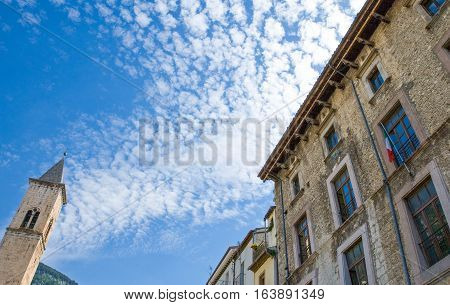 Italy Pacentro upward view fromt he main square of the country