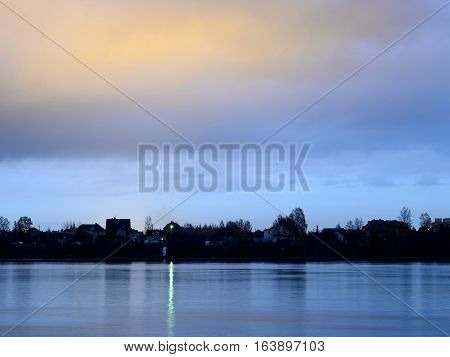 View of Neva River at evening in St.Petersburg Russia.