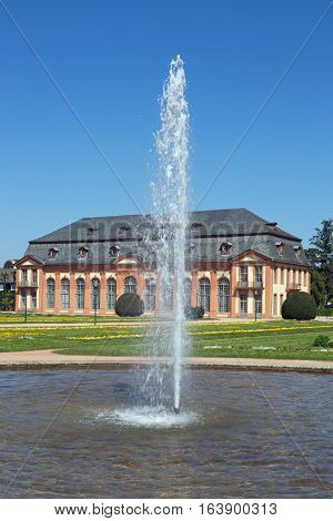 Orangerie and Orangerie garden in Darmstadt (Hesse, Germany)