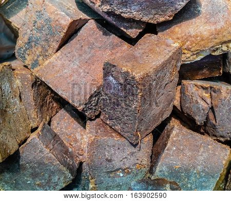 Close up of some brown handmade soap bars