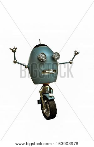 3d illustration of a monowheel robot isolated on white background