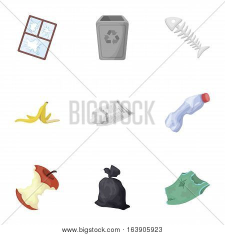 Trash and garbage set icons in cartoon design. Big collection of trash and garbage vector symbol stock illustration