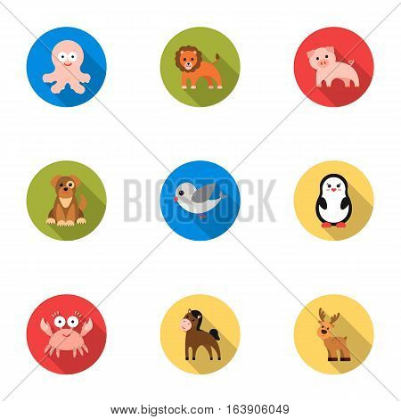 Animals set icons in flat style. Big collection of animals vector symbol stock
