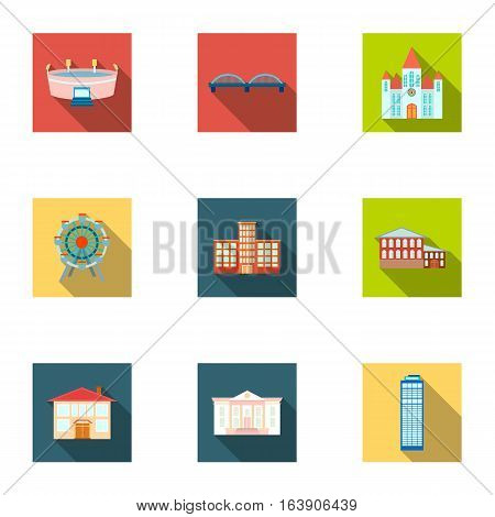 Building set icons in flat style. Big collection of building vector symbol stock