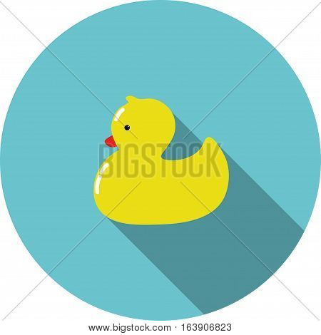 vector children icon rubber Yellow Duck on a blue background