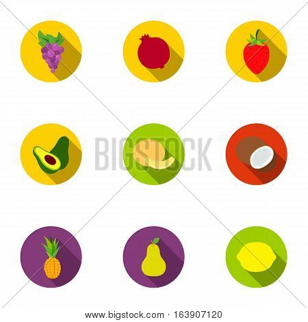 Fruits set icons in flat style. Big collection of fruits vector symbol stock