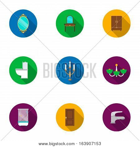 Furniture set icons in flat style. Big collection of furniture vector symbol stock