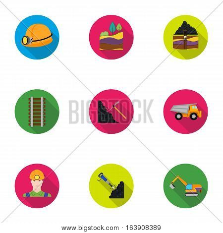 Mine set icons in flat style. Big collection of mine vector symbol stock