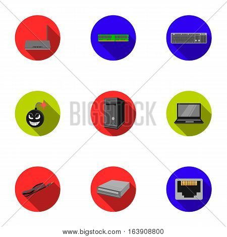 Personal computer set icons in flat style. Big collection of personal computer vector symbol stock
