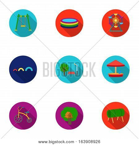 Play garden set icons in flat style. Big collection of play garden vector symbol stock
