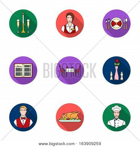 Restaurant set icons in flat design. Big collection of restaurant vector symbol stock illustration