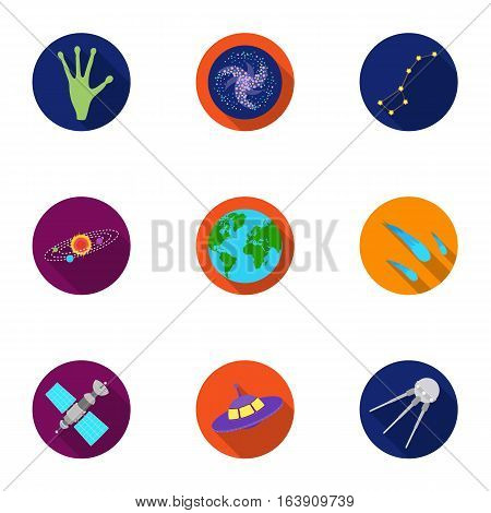 Space set icons in flat style. Big collection of space vector symbol stock