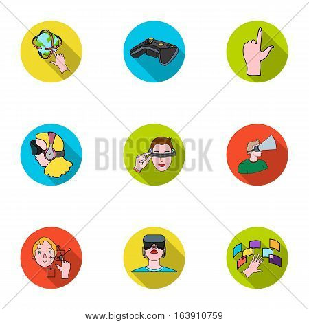 Virtual reality set icons in flat design. Big collection of virtual reality vector symbol stock illustration