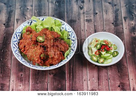Thai Food,curried Fish Cake (tod Mun Pla Krai)