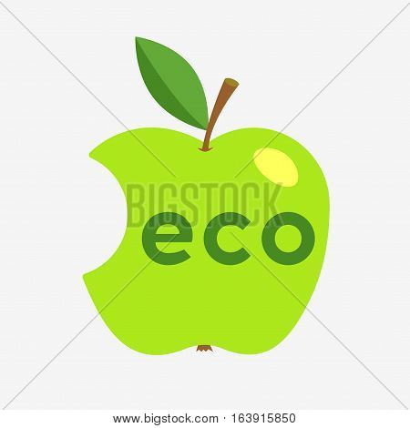 Green Apple With Missing A Bite