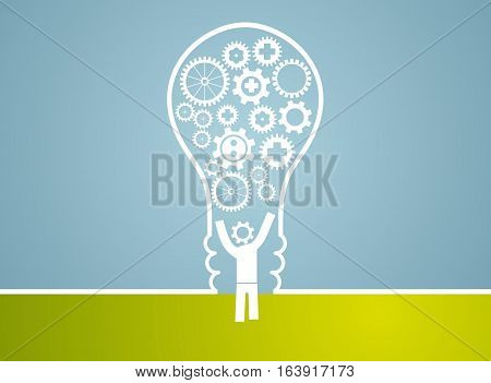 idea concept - bulb consist of gears