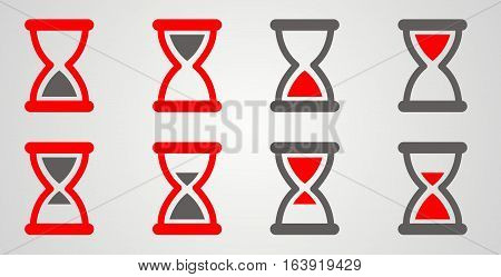 set of hourglass. flat vector illustration. red