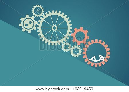 teamwork concept - lazy worker. vector illustration