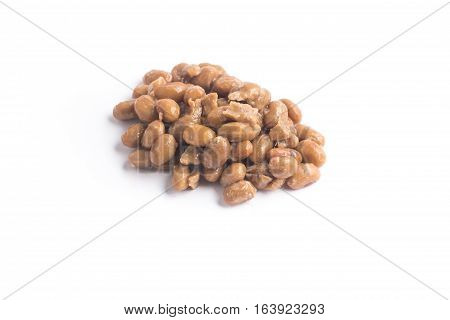 Natto. Fermented soybeans isolated on white background