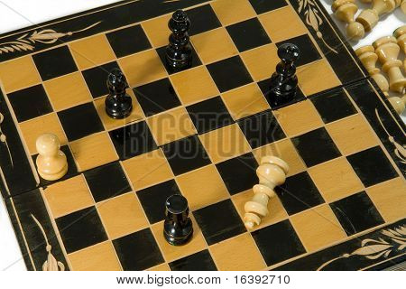 wooden glyphic chess figures