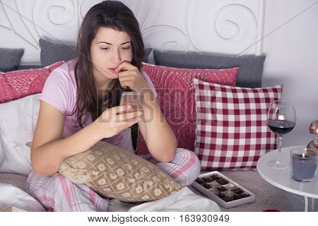 Depressed Woman With Cellphone