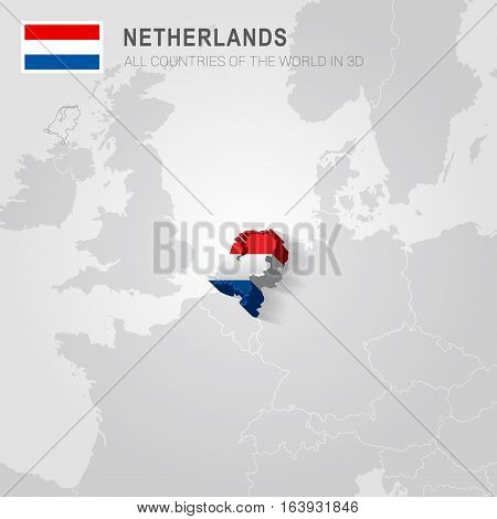 Netherlands and neighboring countries. Europe administrative map.