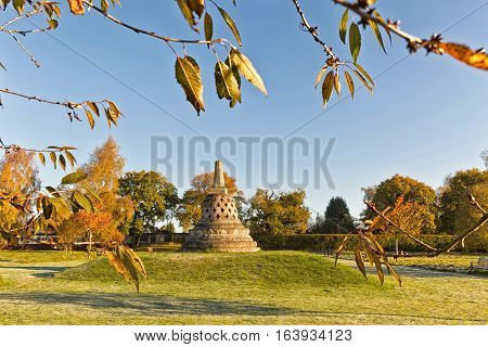 Hemel Hempstead England - November 2016: Garden of Amaravati Buddhist Monastery. Amaravati is a Theravada Buddhist monastery situated at the eastern end of the Chiltern Hills in south-east England. It is near the Hertfordshire village of Great Gaddesden.