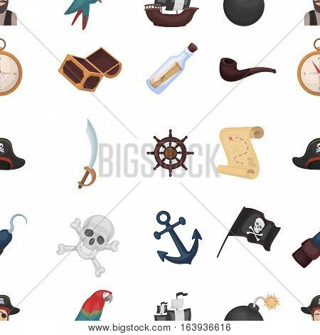 Pirates pattern icons in cartoon style. Big collection of pirates vector symbol stock