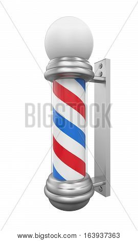 Classic Barber Shop Pole isolated on white background. 3D render