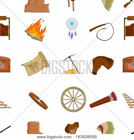 Wild west pattern icons in cartoon style. Big collection wild west vector symbol stock