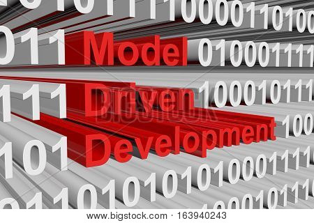 model driven development in the form of binary code, 3D illustration