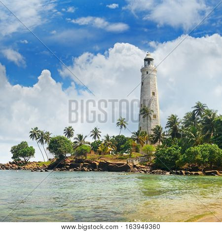 lighthouse lagoon and tropical palms (Matara Sri Lanka)