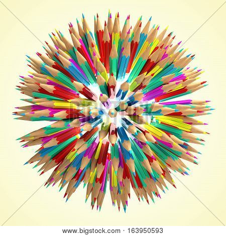 Pencil ball 3d render. Isolated on white background