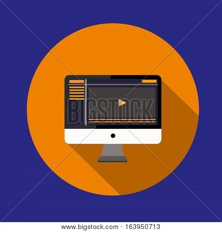 mono block series of personal computers. icon computer mono block flat