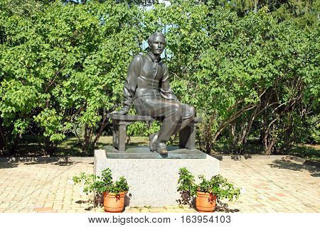 TARKHANI RUSSIA - AUGUST 28 2016: Monument to poet Mikhail. Lermontov in the State Lermontov Museum-Reserve Tarkhany